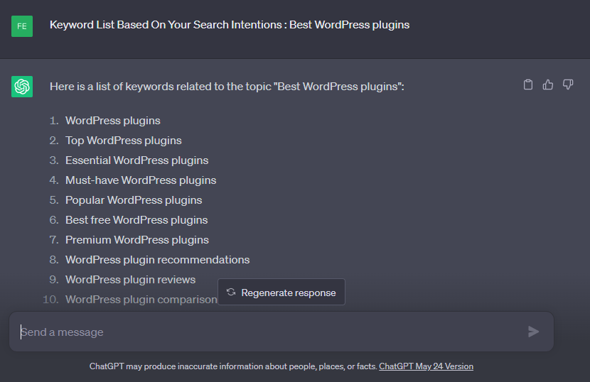 Keyword List Based On Your Search Intentions