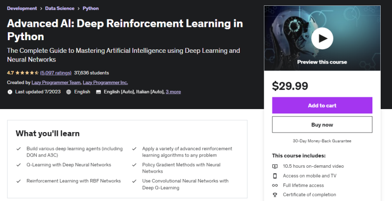 Advanced AI Deep Reinforcement Learning in Python